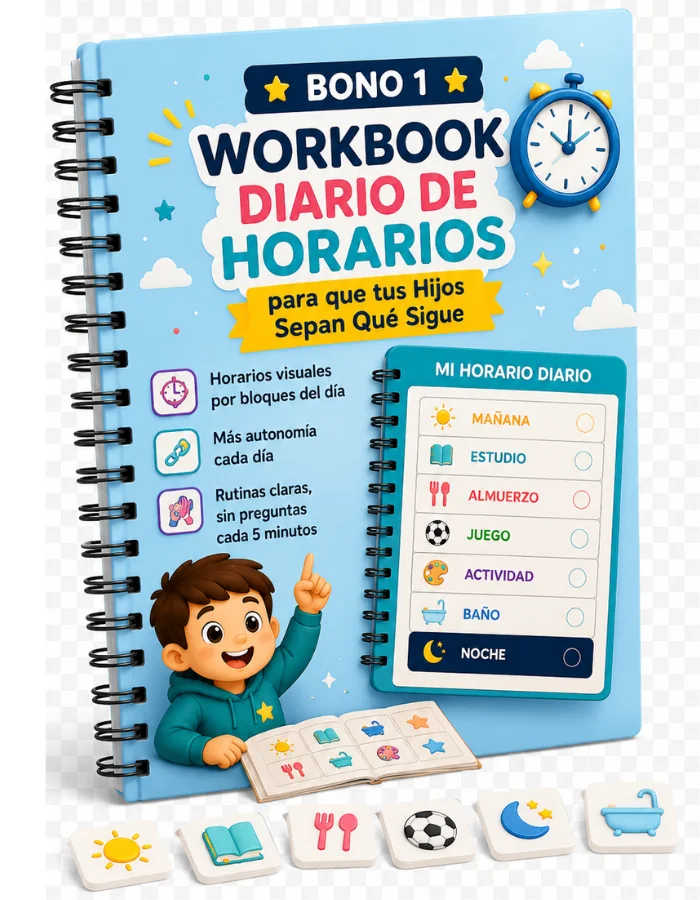 Mockup del bono 1: Workbook Diario de Horarios